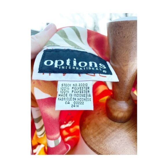 Vintage 90s Hawaiian Print Button Up Top Blouse Orange Red Sz 24W - Picture 7 of 7